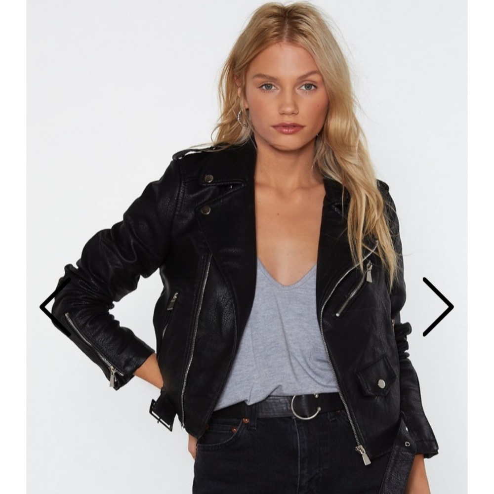 Nasty Gal Black Faux Leather Moto Jacket